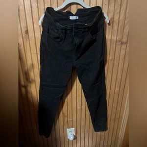Skinny jeans, with distressed bottoms